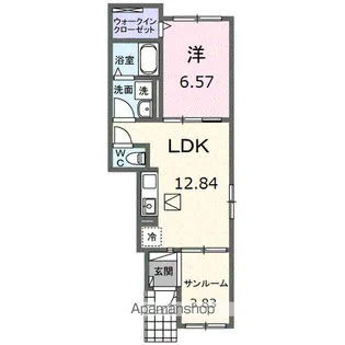ベルヴィ 安田【1階】の間取り