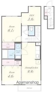 ジャルダンドゥトゥルーヌスゥル【2階】の間取り