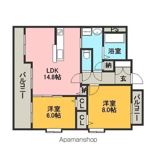 福岡県福岡市博多区吉塚2丁目【マンション】の間取り