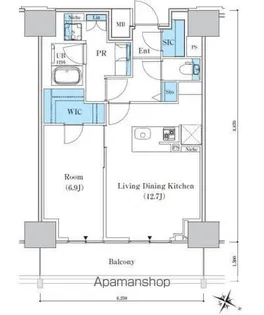 ロイヤルパークスER万代【9階】の間取り