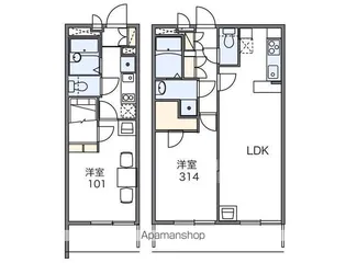 レオパレスオークヒルズA【3階】の間取り
