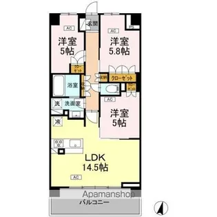 ロイヤルパークス仙台青葉通【12階】の間取り