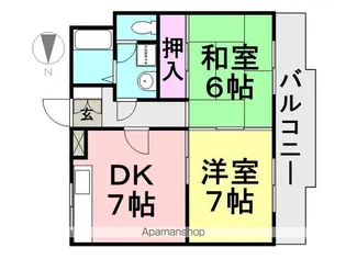 武庫之荘ベルエアー【103号室】の間取り
