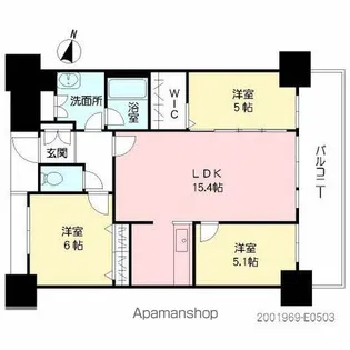プライムメゾン セントラルパーク【E0503号室】の間取り