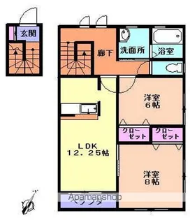 ブルックスタウンE棟【201号室】の間取り