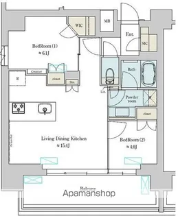 BRILLIA IST 上野稲荷町【13階】の間取り