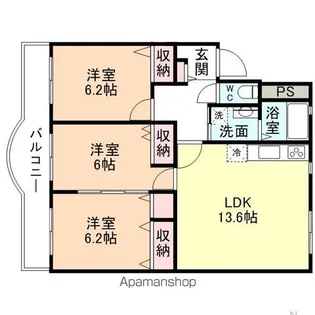 コンチネンタル堀川【3階】の間取り