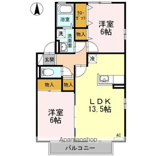 セジュール伏石A・B【B201号室】の間取り