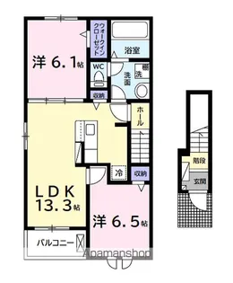 ベリッシモ ソーレ【2階】の間取り