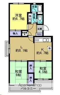 元茶畑パークマンション【101号室】の間取り