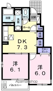 シャン・ヴェール Ⅰ番館【1階】の間取り