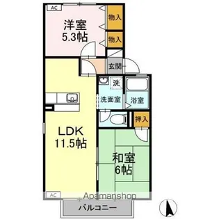 ハイカムール川口 A棟【2階】の間取り