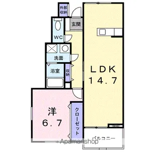 グラシュー ヒル B【1階】の間取り