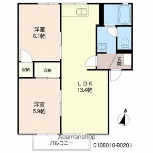 パークハイツ光 B棟【201号室】の間取り