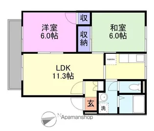 タウンハウス福原A棟【1階】の間取り