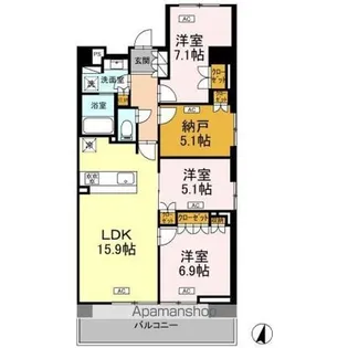 ロイヤルパークス仙台青葉通【219号室】の間取り