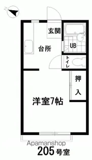 ワンルーム小名浜【205号室】の間取り