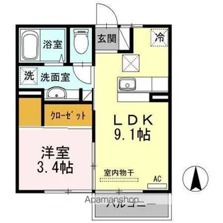 アルコバレーノ蛇田 A【1階】の間取り