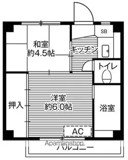 ビレッジハウス磐城6号棟【206号室】の間取り