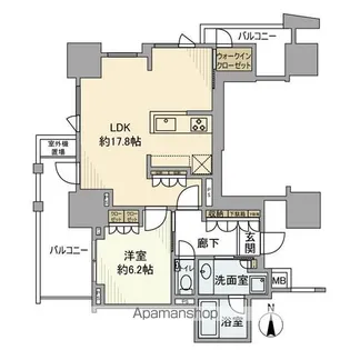 プラウドタワー名駅【18階】の間取り