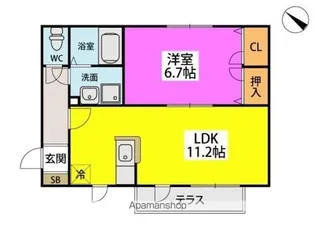 サンフィールド博多の森【1階】の間取り