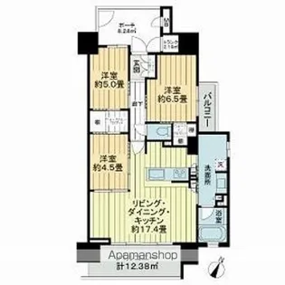 サーパス若里グランテラス【704号室】の間取り