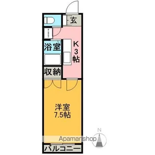 さくらメール1K【2階】の間取り