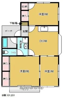 コーポラス表B棟【1階】の間取り