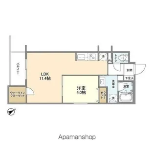 ウェルスクエア帝塚山【102号室】の間取り