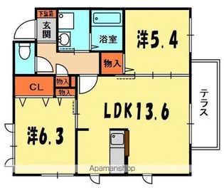 シャーメゾン香里ヒルズC棟【103号室】の間取り