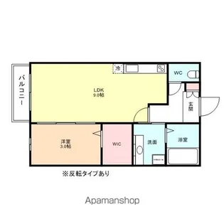 フルール・ド・ヴェール【Ⅰ206号室】の間取り