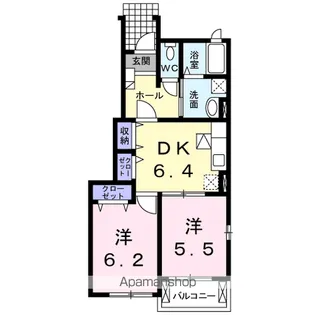 シャン・ド・フルール A【1階】の間取り