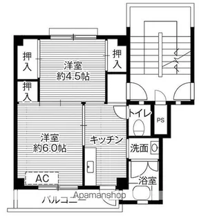 ビレッジハウス北茨城2号棟【406号室】の間取り