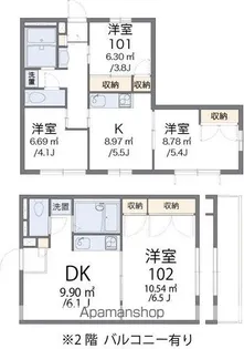 レオパレスクレベール【2階】の間取り