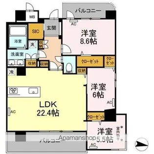 PARK AVENUE EAST【14階】の間取り
