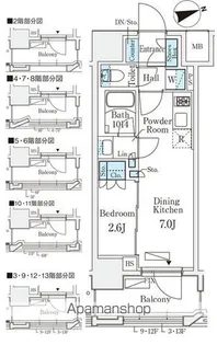 リビオメゾン御茶ノ水EAST【13階】の間取り