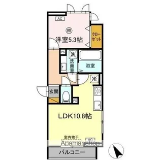 SERENVITA WEST(セレウィータ ウェスト)【2階】の間取り