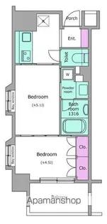 レジディア池尻大橋【13階】の間取り