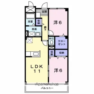 エバーグリーン桜川【1階】の間取り