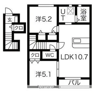 ボナール袖野田【2階】の間取り