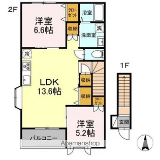 フィアブル B【2階】の間取り