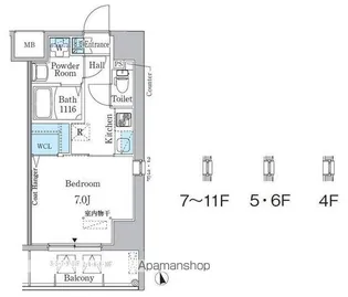 プレイズシード車道【9階】の間取り