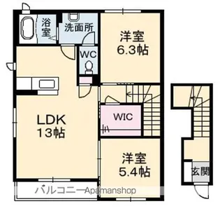 グランドメゾン仲 弐番館【201号室】の間取り
