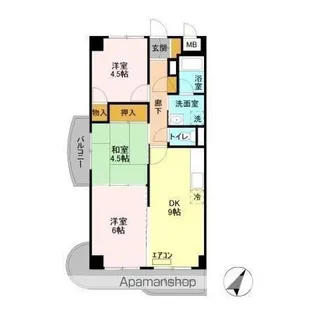 千葉県千葉市稲毛区小中台町【マンション】の間取り