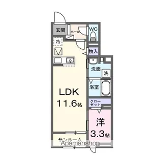 仮)シェーネ東原【102号室】の間取り