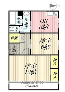 埼玉県三郷市早稲田2丁目【アパート】の間取り