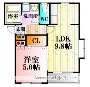 フローラ大内Ⅲ【102号室】の間取り