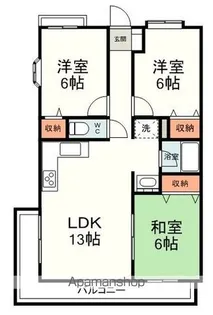 ドミール平和【205号室】の間取り