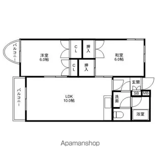 エバシオン平尾【102号室】の間取り