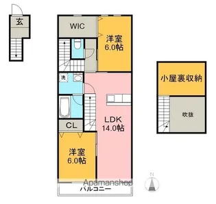 2LDKの間取り画像